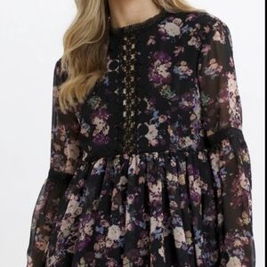 California MoonRise Women's Mini Dress Floral Size S Black